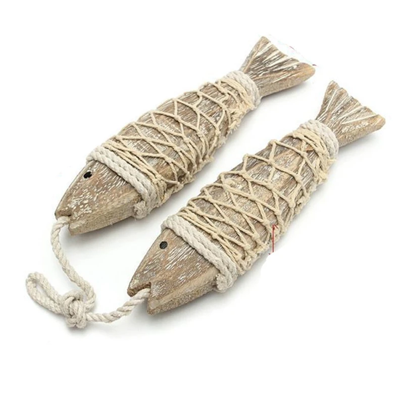 

2Pcs Mediterranean Style Wood Fish For Wall Sculptures,Hand Carved Hanging Wood Fish Ornaments For Home Hanging Decor