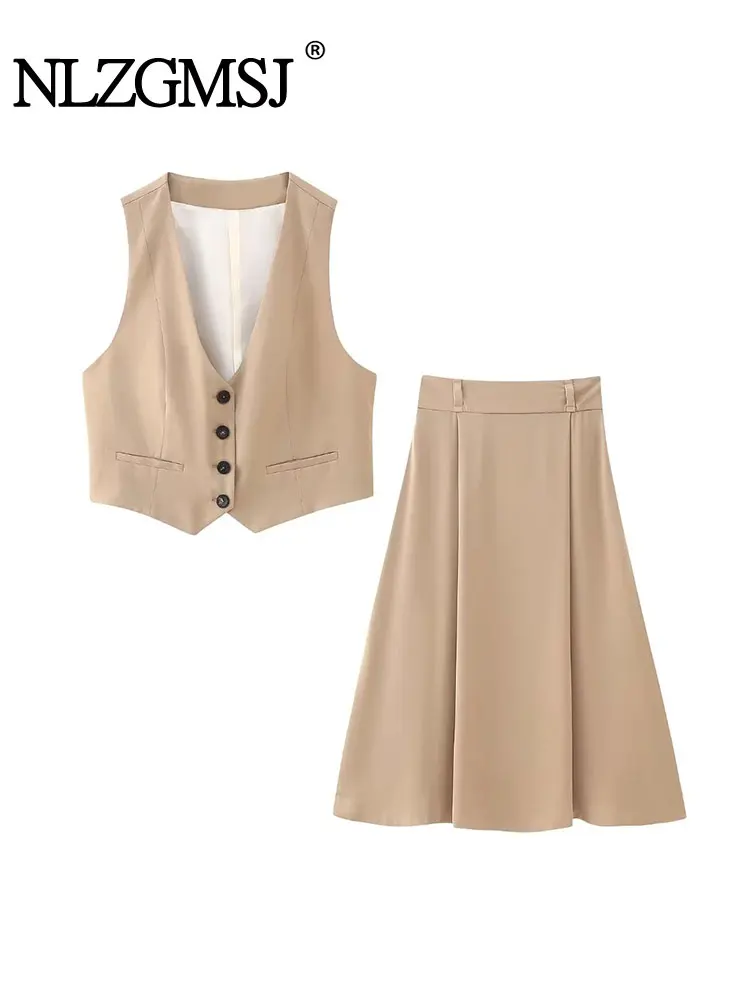 

Женский комплект из 2 предметов, однобортный Блейзер и юбка на молнии с высокой талией, Nlzgmsj TRAF 2023