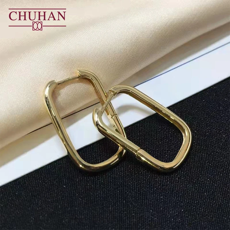 

Серьги-кольца CHUHAN из настоящего 18-каратного золота в французском ретро-стиле простой дизайн с усовершенствованной текстурой Au750 Изящные Юв...