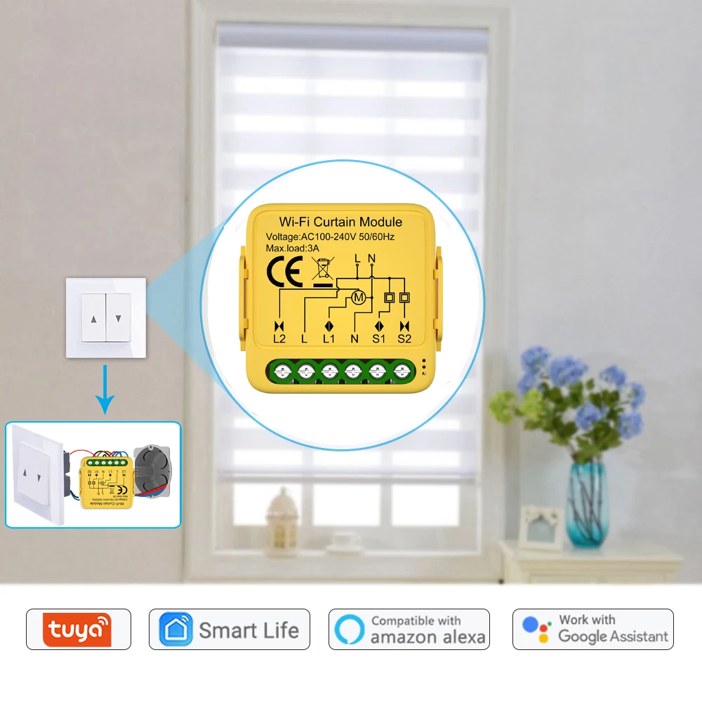 Умный модуль переключения штор Tuya Wi-Fi Zigbee для подключения роликовых жалюзи
