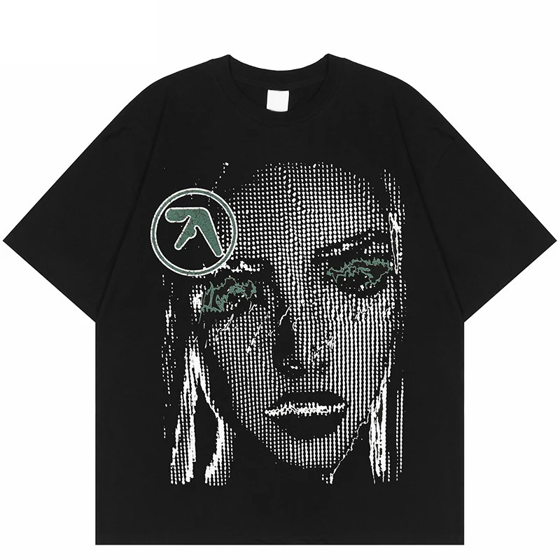 

Hip Hop T-Shirt Cotton Girl Graphic Print T Shirt Streetwear Harajuku 2023 Men Summer Short Sleeve Black Punk Rock Tshirt