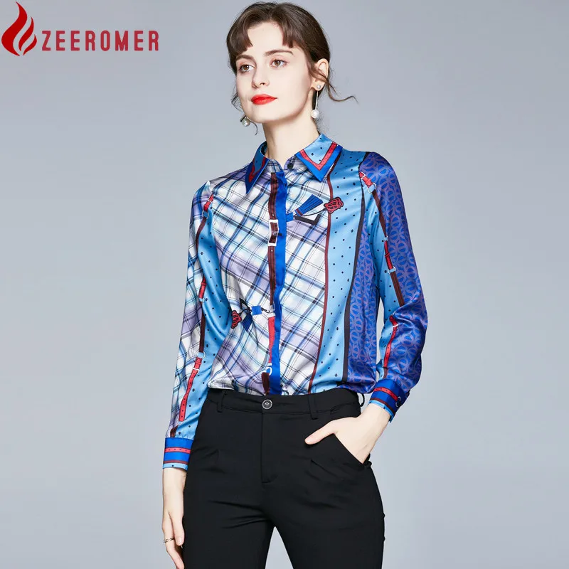 

Женская блузка с длинным рукавом, элегантная синяя рубашка в клетку, женская одежда в Корейском стиле, женские топы на весну и осень, 2022