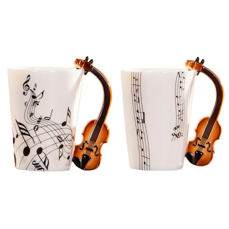 

Violin Shaped Coffee Mugs Ceramic Coffee Cups for Creative Household Personality Funny Gifts for Friends 2 Styles to Cho