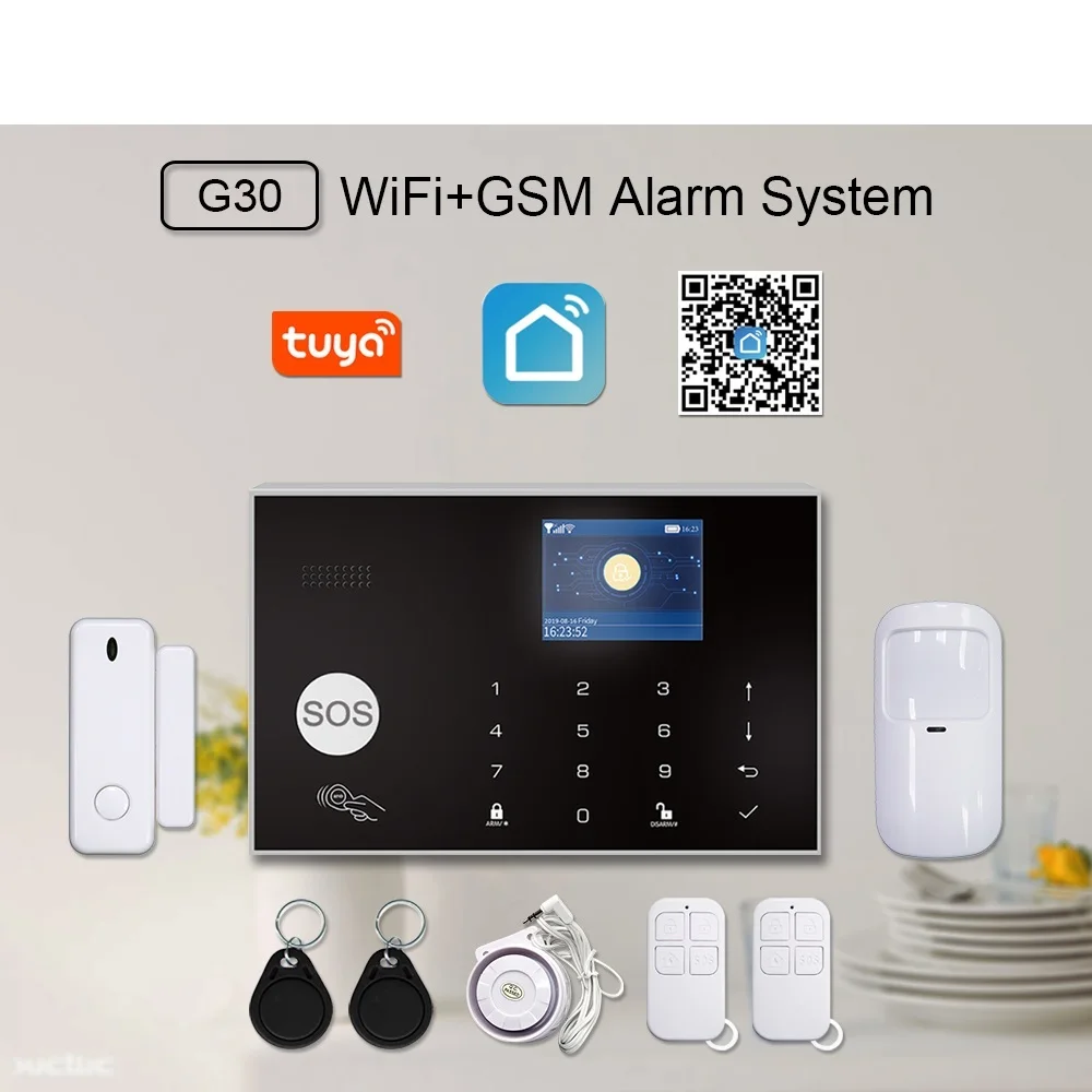 

G30 Tuya WiFi GSM Home Security Alarm System 433MHz Wireless Burglar Alarm Kit Works With Alexa Google APP Remote Control