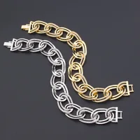Europe America Exaggerated Style Street Hip Hop Men Women Lady Gold Color Plated Inlay Czech Zircon Big Circle Chain Bracelet