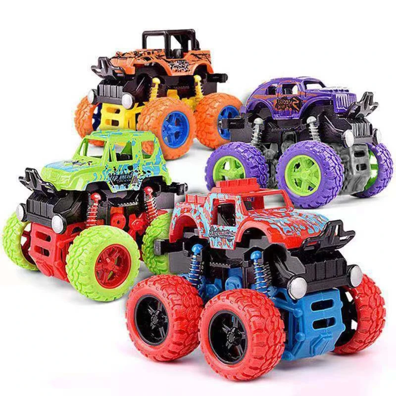 

1 Pc Novelty Inertia Monster Car Toy Friction Powered One-Push Active & Go 4WD Crawler Toy 180°Flip Great Children’s Car Gift