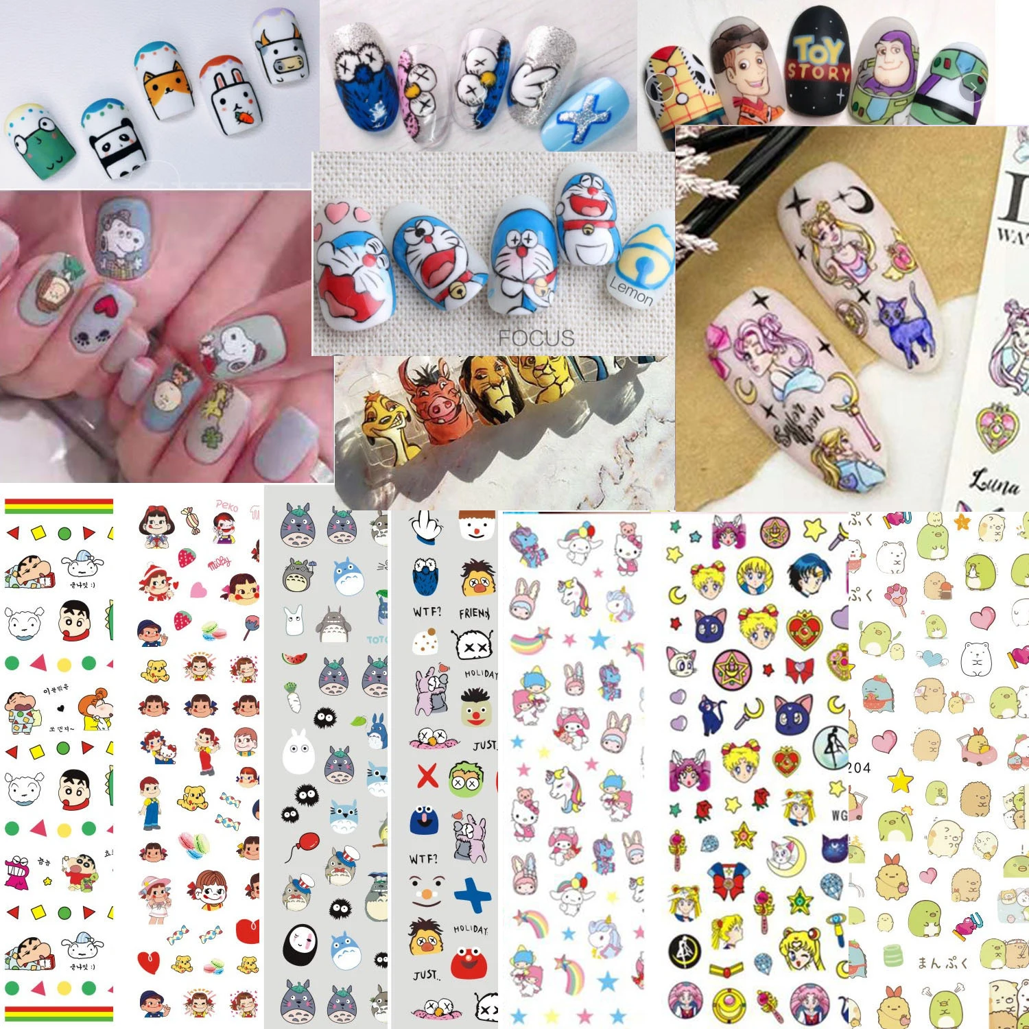 

3D Cute Nail Sticker Kawaii Japanese Anime stickers Design Accessories Manicure Nail Art Decoration Geometry decals Dropshipping