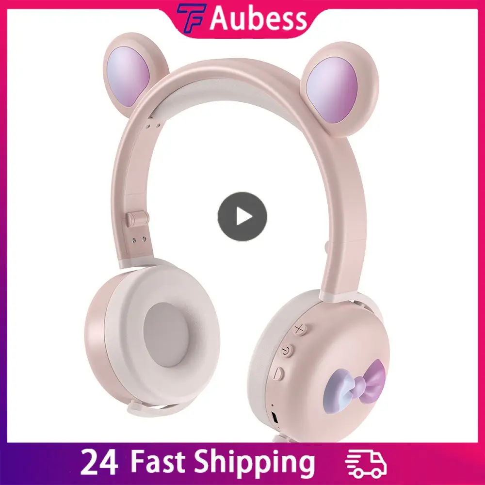 

Luminescent Earphones Cute Bear Ears For Childrens Gifts Head-mount Headphones Cartoon Led Game Component