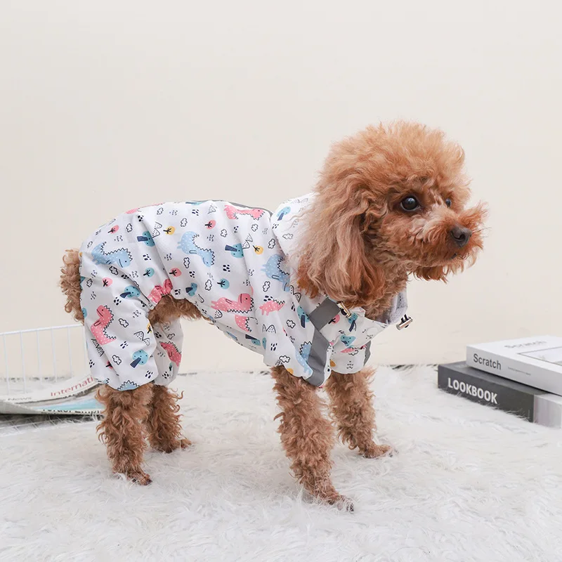 

INS Summer Rain Rain Raincoat for Dogs Reflective Strip four-legged waterproof poncho Teddy Pomeranian Bichbear pet clothing