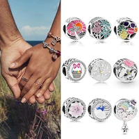 925 sterling silver creative beach sunset coconut tree beads suitable for the original pandora womens bracelet charm jewelry