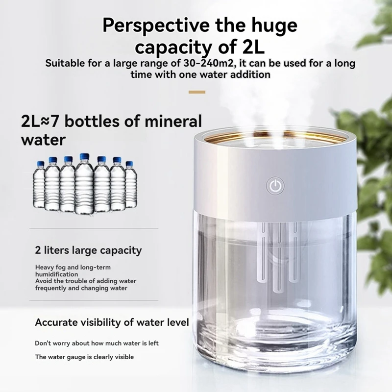 2л увлажнитель воздуха для дома USB большой емкости 3 насадки очиститель тяжелого