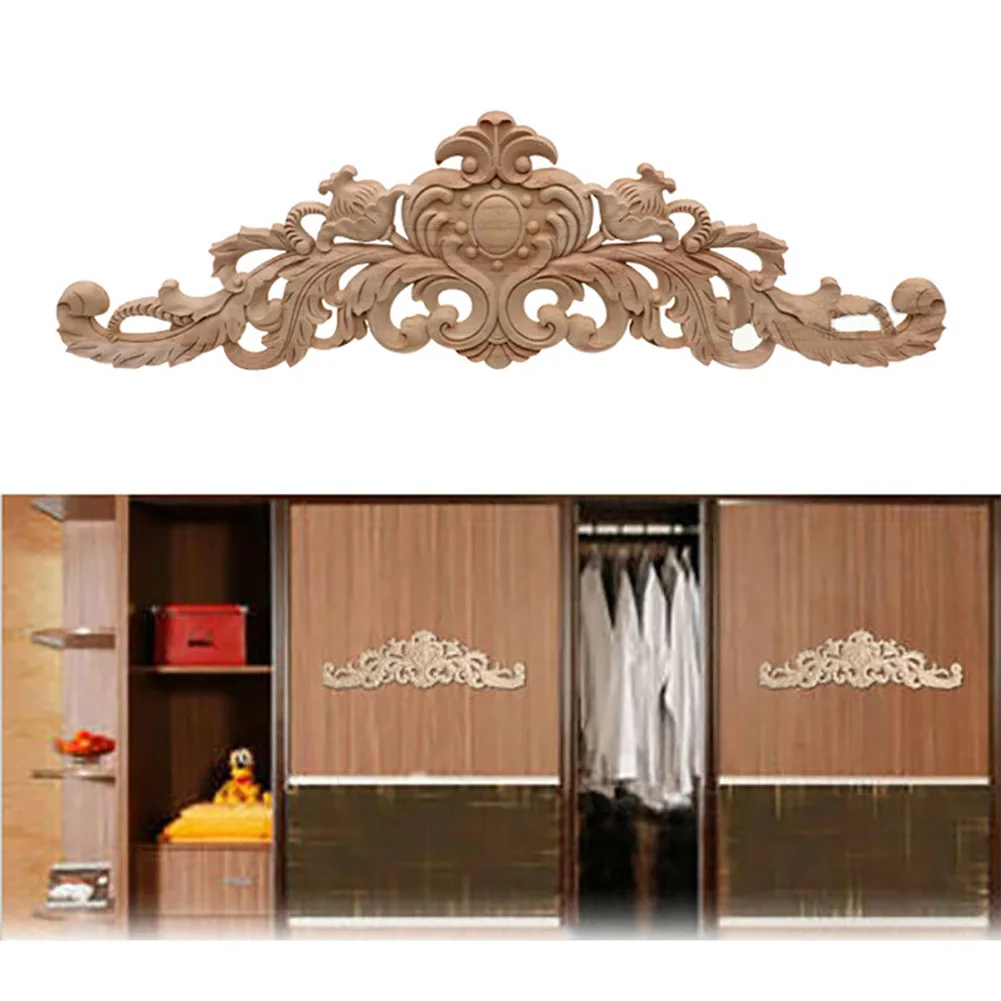 

Woodcarving Decal Cabinet Door Floral Corner Applique European Style Unpainted Crafts Frame Retro Furniture Decor DIY Wall Home