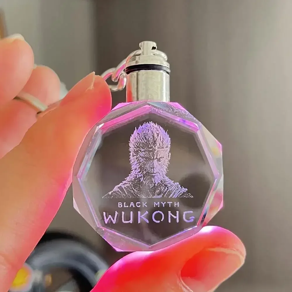 Брелок для ключей Black Myth Wukong светодиодный светильник 7-цветный брелок с