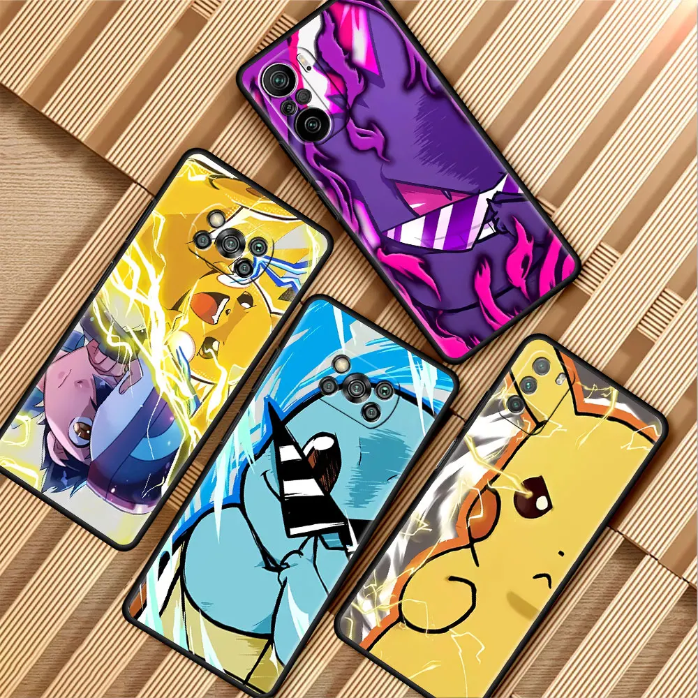 

Celular Soft Case For Xiaomi Poco X3 X4 F3 F4 GT M4 M3 Pro F1 for Mi 11T 11 lite 5G Phone Cover Coque Lightning Pikachu Squirtle