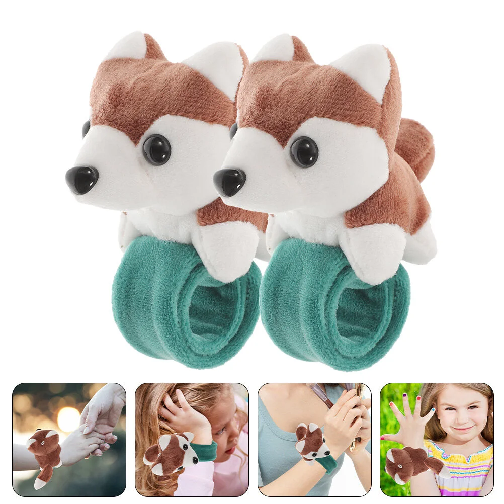 

2pcs Animal Slap Bracelet Dog Shape Theme Party Favor Baby Stuffed Animal Toy