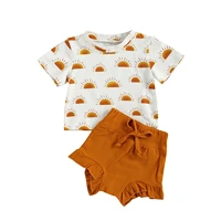 0 24m newborn baby girls 2pcs sets short sleeve sun print top solid pp shorts infant toddler summer cotton outfits