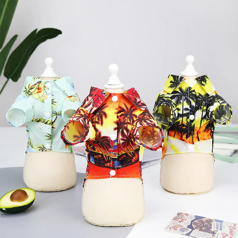 

Мультяшная Одежда для собак, гавайская рубашка, одежда в пляжном стиле для собак, супер яркая Милая Одежда для мальчиков на весну и лето