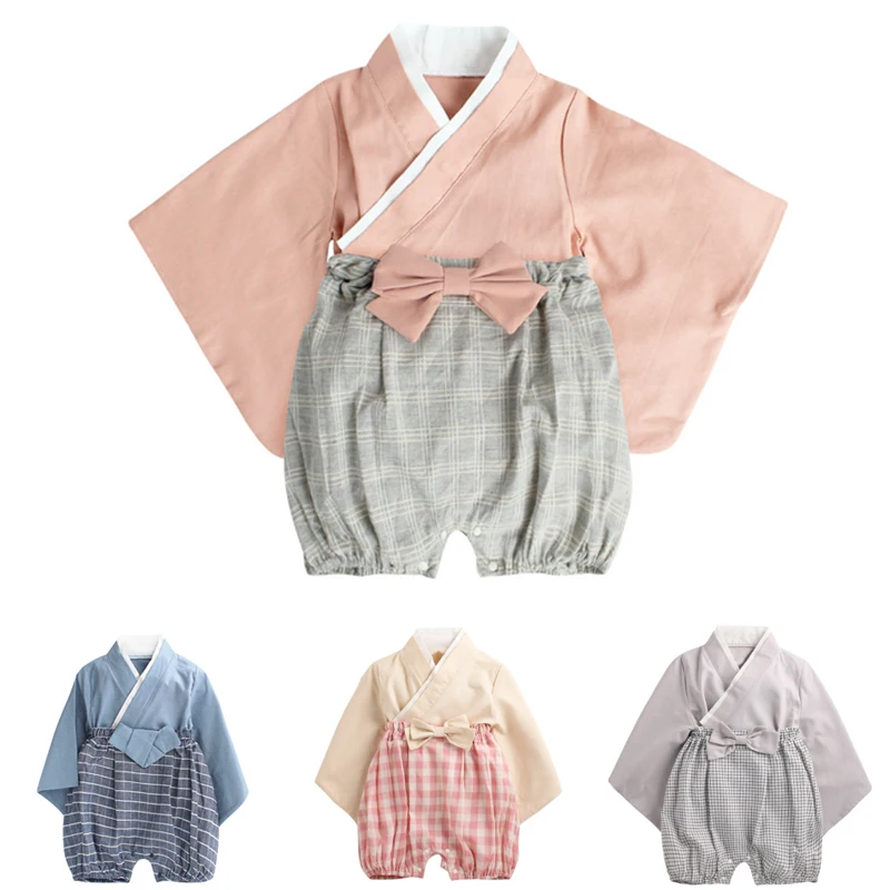 

Kimono Rompers 2022 Spring/summer Baby Kimono Pure Cotton Long Sleeve Rompers Japanese Traditional Dress Baby Kimono