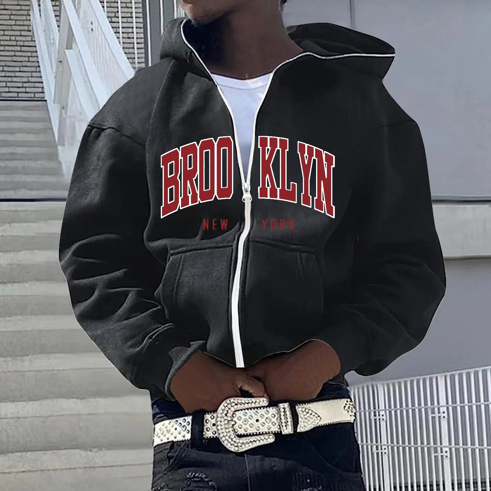 

European And American Sweatshirt For Men Men'S Hooded Jacket Personality Hip Hop Hooded Jogging Autumn Spring Outerwear Tops New