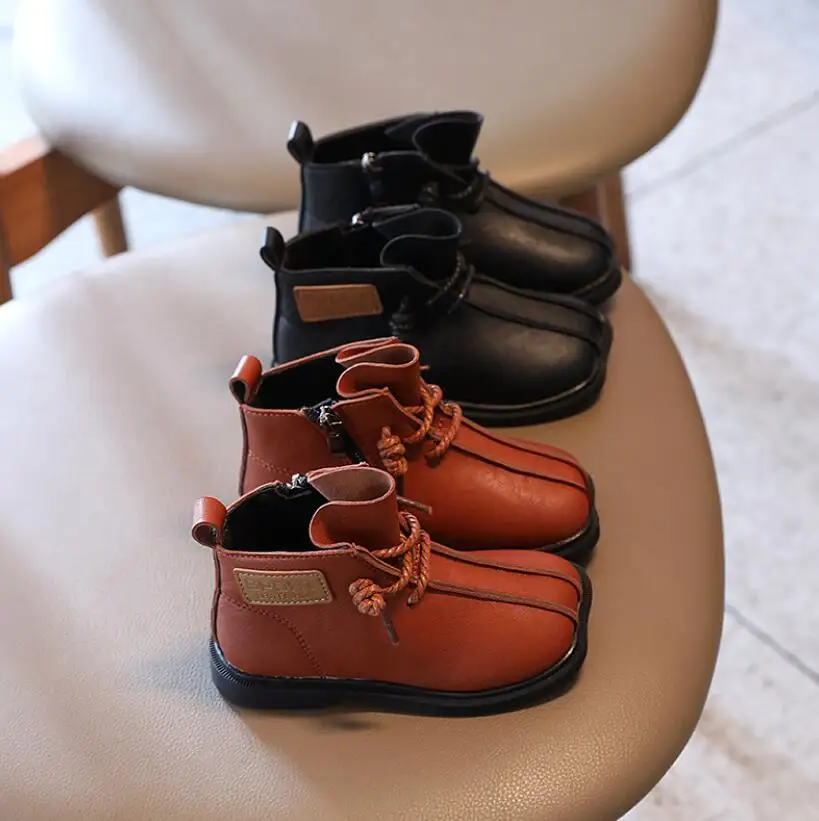 

Детские зимние ботинки, Осень-зима 2022, Детские Модные Ботинки Martin, брендовая Черная спортивная обувь для маленьких девочек, обувь из искусст...