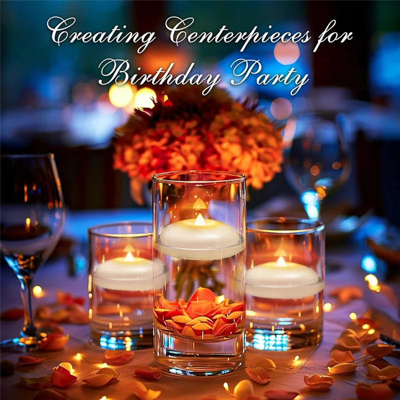 AT02-24-Count Waterproof Floating LED Tealights, White Flameless Candles, 200 Hour Battery For Cylinder Vases (art.: 3920ced85552c) - 3920ced85552c