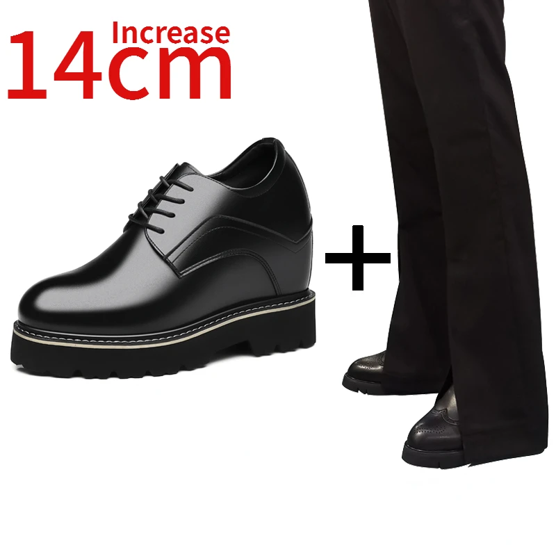 

Height-Increased 14cm Men Dress Shoes Extra-high Elevator Shoes Wedding Leather Shoes Ultra-high Heels Business Stage Shoes Man