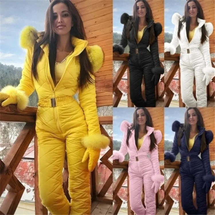 

Winter Women's Hoodie Outdoor Sports Bodysuit 2022 Winter Casual Zipper Ski Suit Northern Outdoor Fashion Ski Suit Coat Jumpsuit