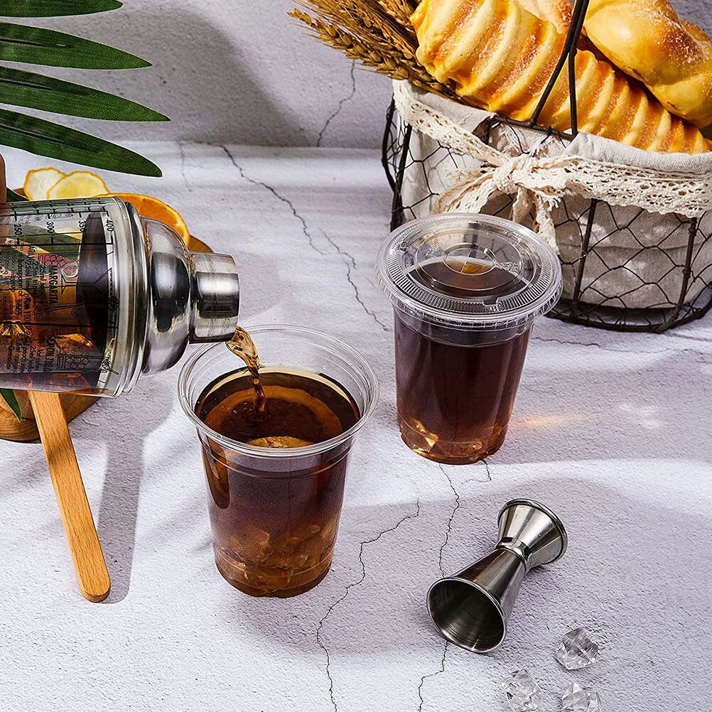 

50 Pcs Water Cup Drink Cups Lids Clear Coffee Party Plastic Portable Drinking Disposable Outdoor Beverage