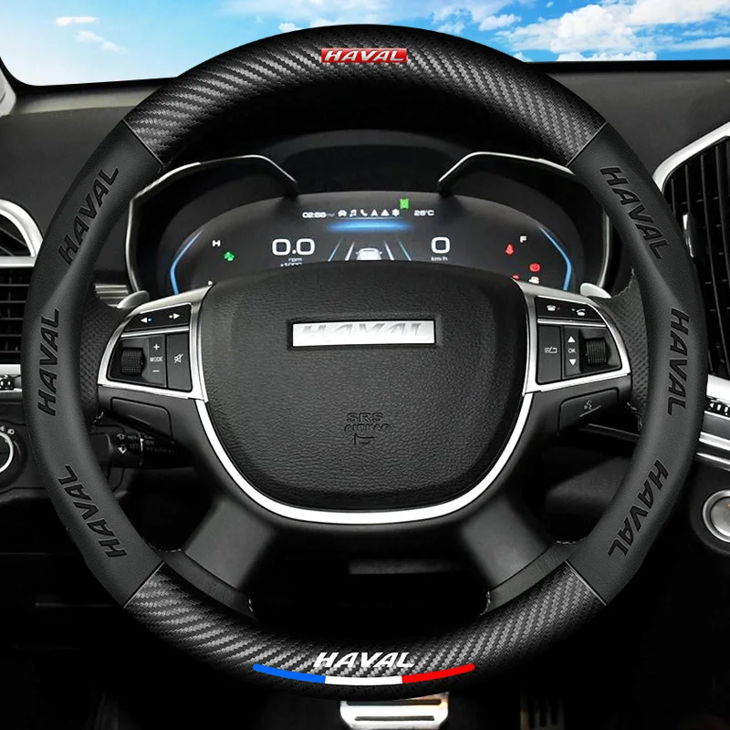 

Car Steering Wheel Covers Leather For Haval H6 H2 H5 H7l H4 H9 H1 H8 M6 Carbon Fibre Steering Wheel Cover Auto Interior Parts