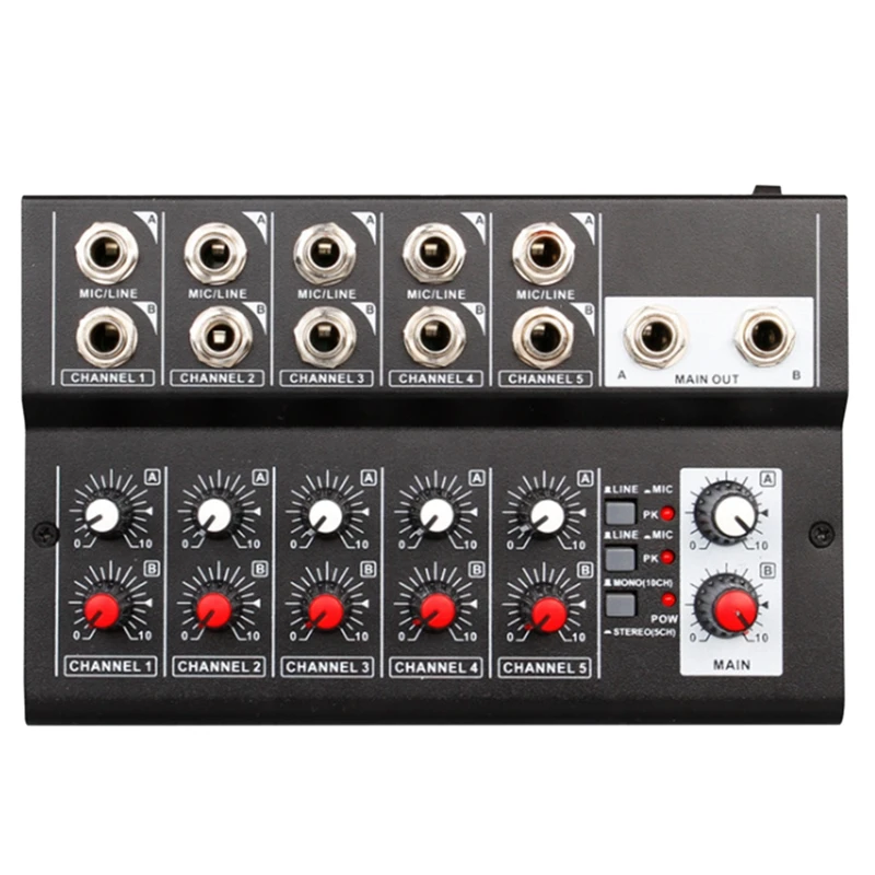 

NEW-10 Channel DJ Mixing Console Effector Live Recording Conference Hub Stereo Sound Reverberation Amplifier US Plug