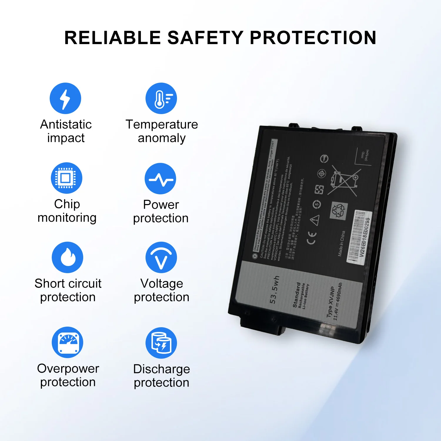 Фото Аккумулятор для ноутбука SARKAWNN XVJNP J1KND 11.4V 53.5Wh для Dell Vostro 3400 3401 3402 3500 3501 3502; Inspiron 15 3501 3502 3505 №2