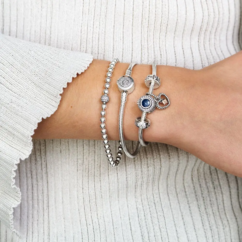 PANDORA-Bracelet à breloques avec logo pour femme, couronne de Rotterdam kling, O Salle, bijoux, cadeau d'anniversaire