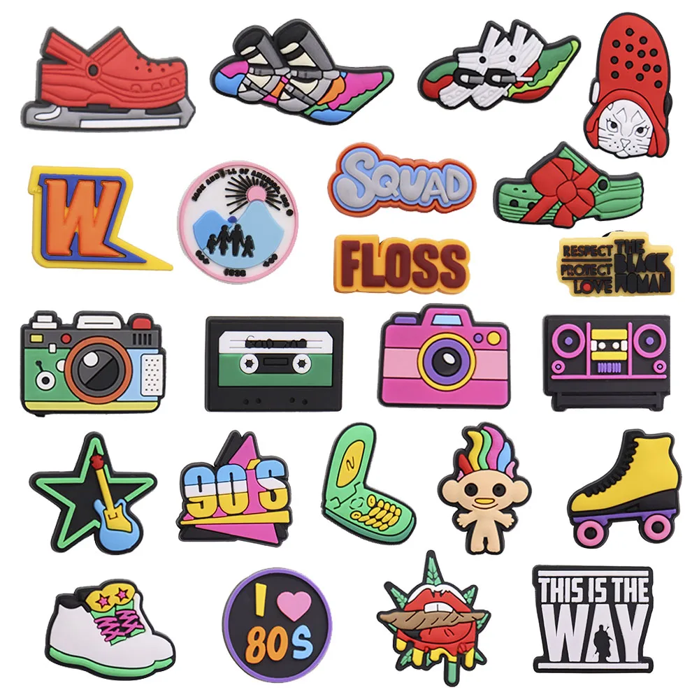 

1-23Pcs 80's Camera Baby Shoes Accessories Cell Phone PVC Sandals Buckle Clog Decorations Fit Wristbands Kid Croc Jibz Charms