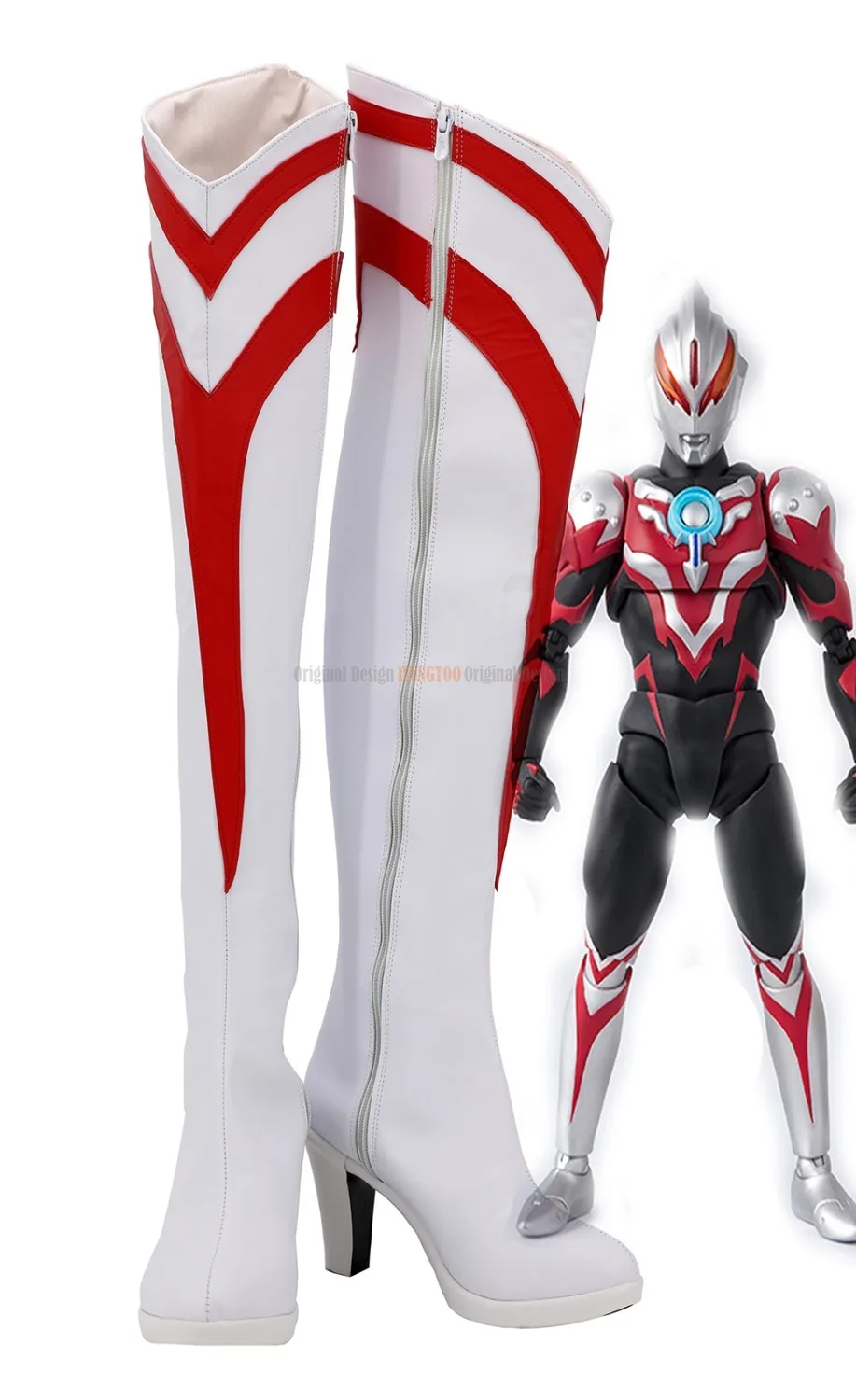 

Ultraman Shoes Cosplay Ultraman Orb Thunder Breastar Cosplay Boots High Heel Shoes White Long Boots Custom Made
