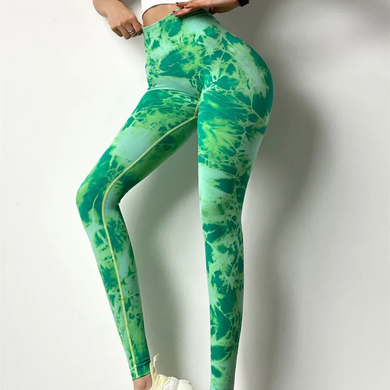 Sexy Tie Dye Push Up Leggings Buttocks High Waist Fitness Leggings Stretchy Gym Stretch Skinny Pants Breathable Sweat