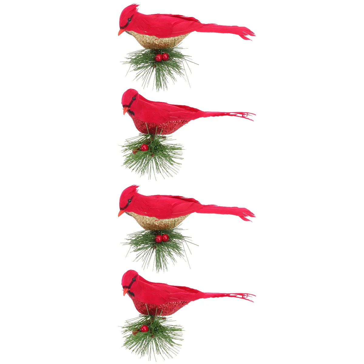 

4 Adorable Pastoral Birds Garden Trees Decorative Bird Crafts (Red, Golden)