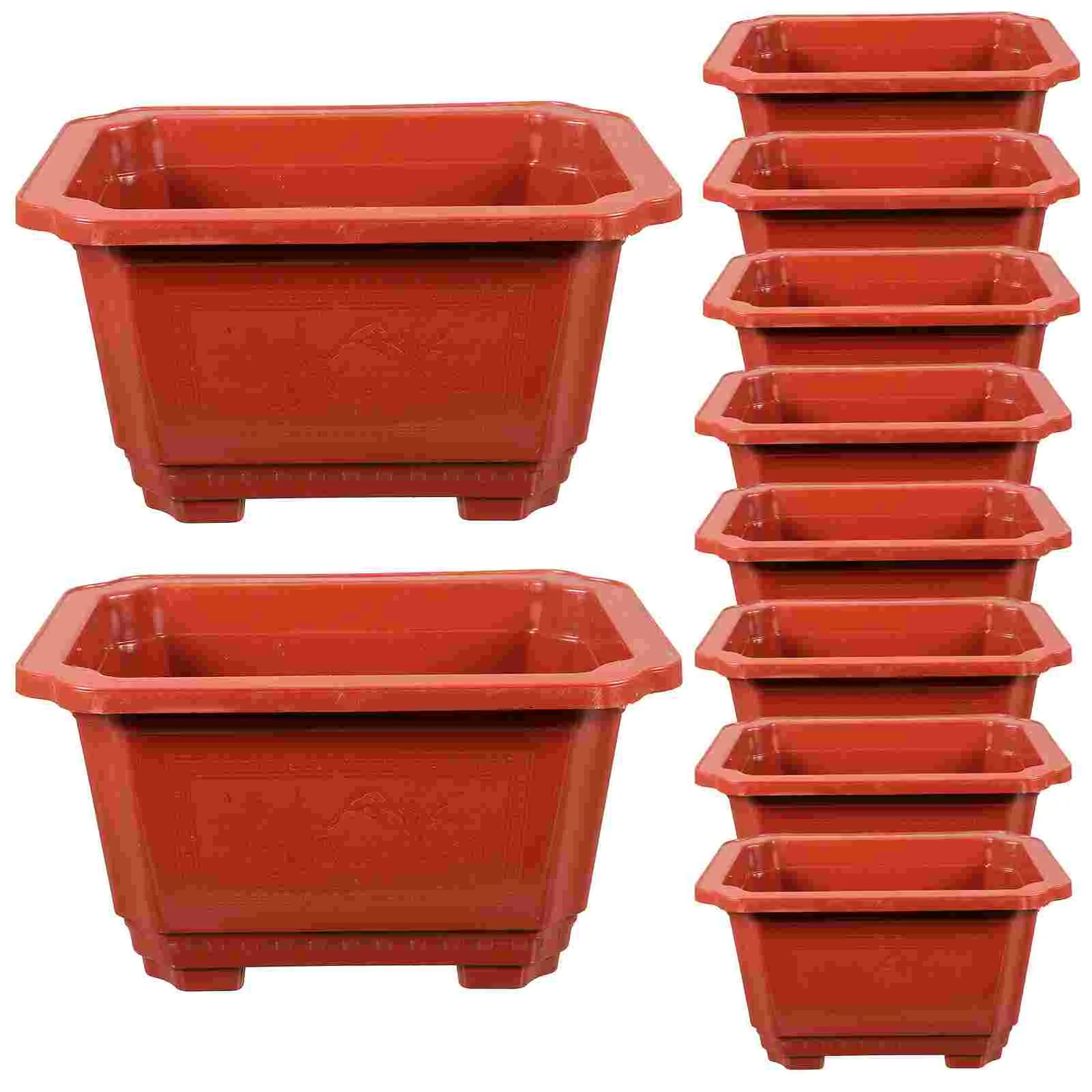 

10 Pcs Flowerpot Rectangular Pots Plants Home Boxes Office Bonsai Gardening Accessory Plastic Container Holder