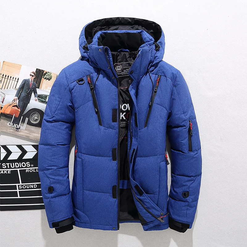 Winter Warm Men Jacket Coat White Duck Down Parka Thick Puffer Stand Thick Hat High Quality Overcoat Fashion Down Jacket Men