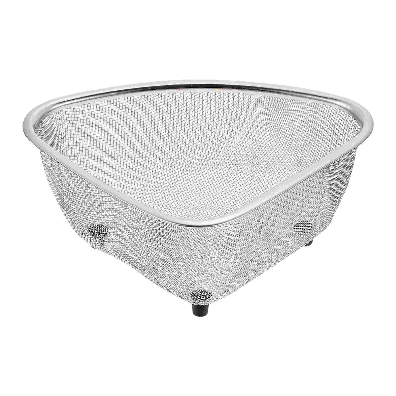 

Sink Basket Strainer Corner Colander Kitchen Mesh Drain Triangular Shelf Holder Storage Triangle Sponge Drainer Rack Steel