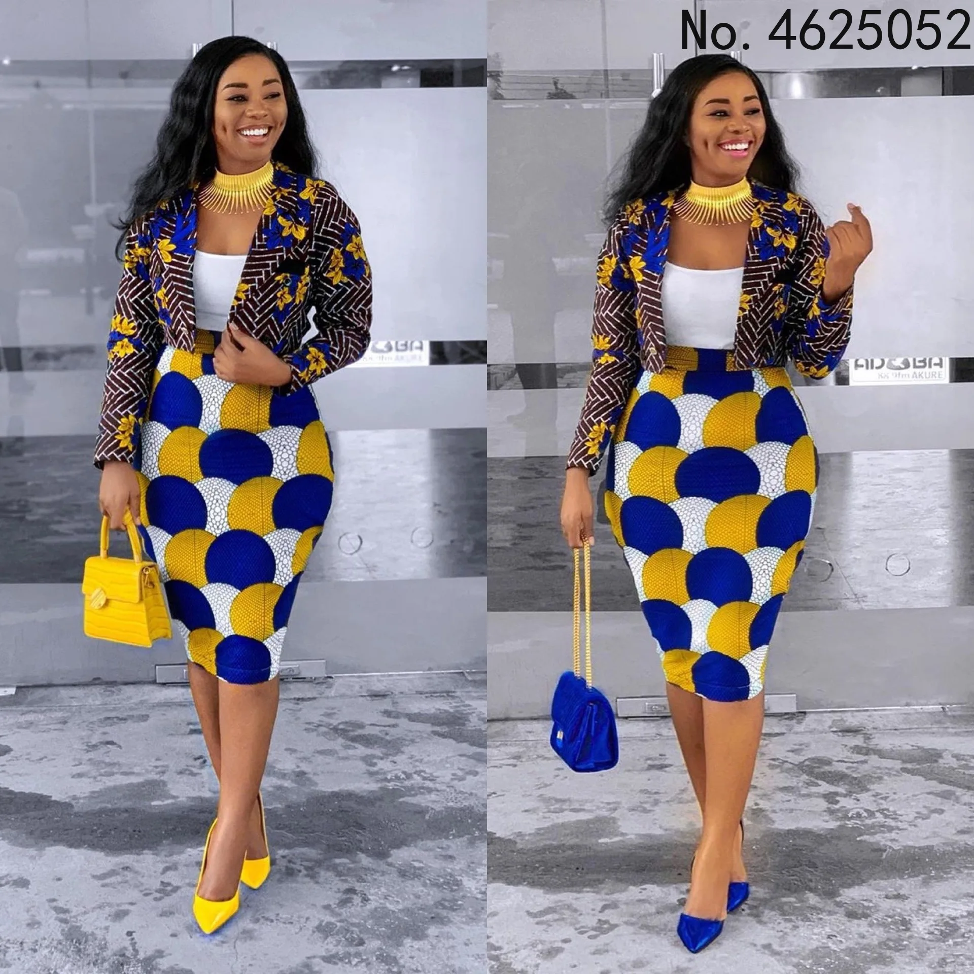 

Женское Повседневное платье костюм в африканском стиле, высококачественный Женский комплект из двух предметов с длинным рукавом и юбкой