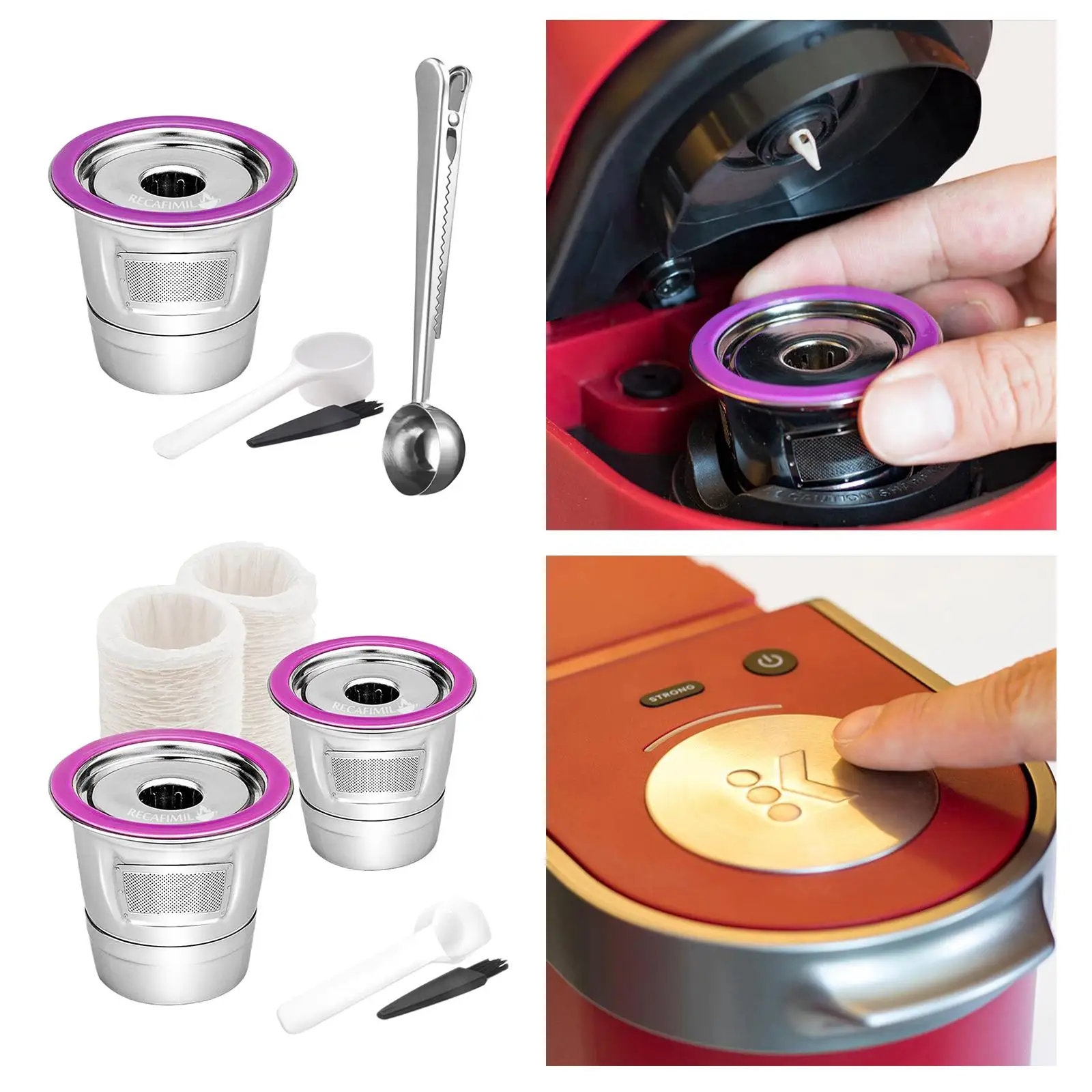 

Refillable Single with 50 Paper Filters Coffee Pod for