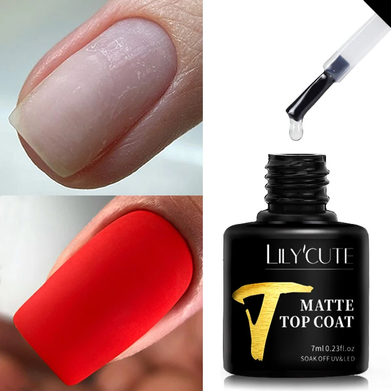 LILYCUTE 7ML Matte Top Coat Base And Top Coat No Wipe Gel Nail Polish Vernis Semi Permanent UV Nail Gel Polish Nail Art Tools