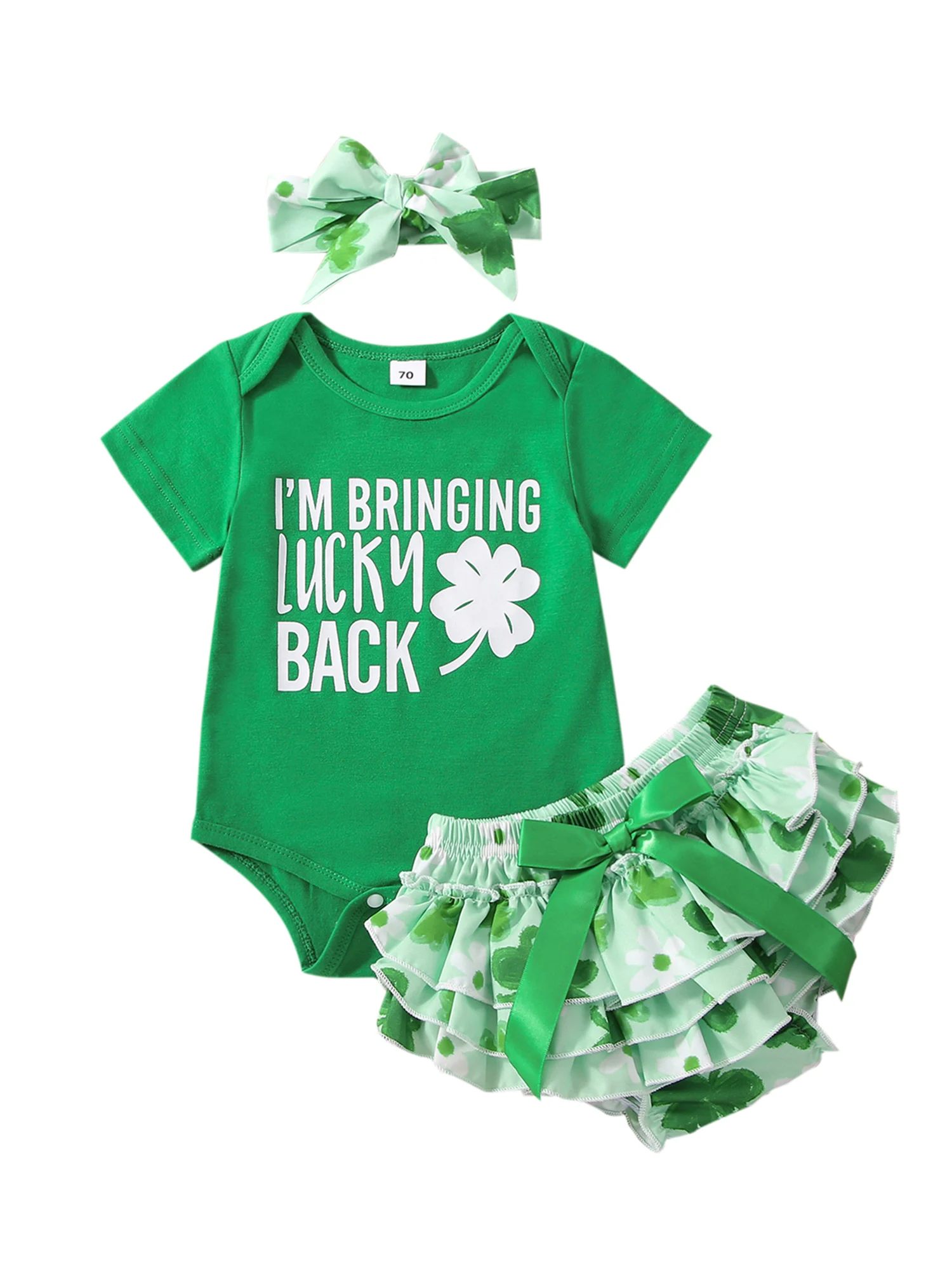 

Детский комбинезон с коротким рукавом и шортами с оборками