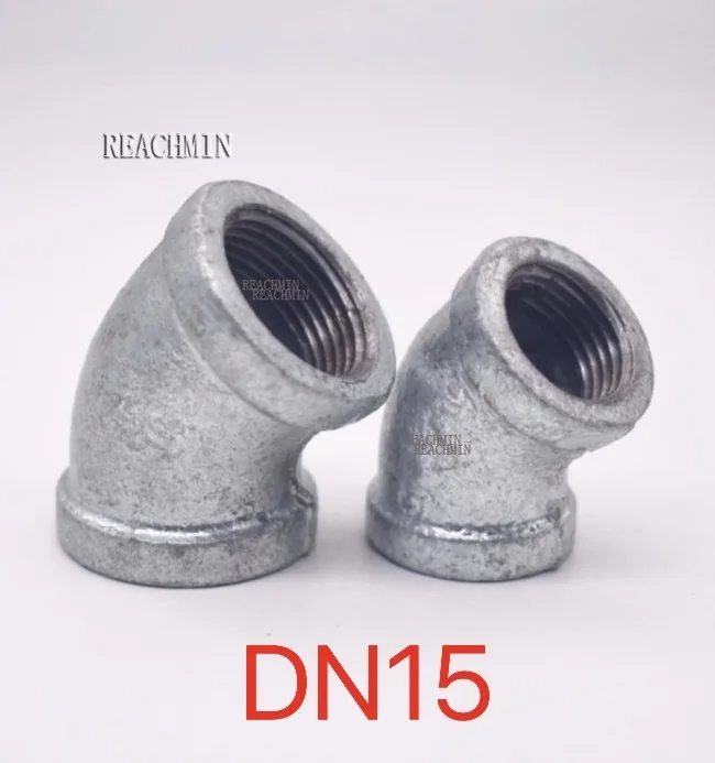 10PCS/LOT . DN15 Galvanized Wire Connector Inner Elbow Pipe Fittings 45 Degree