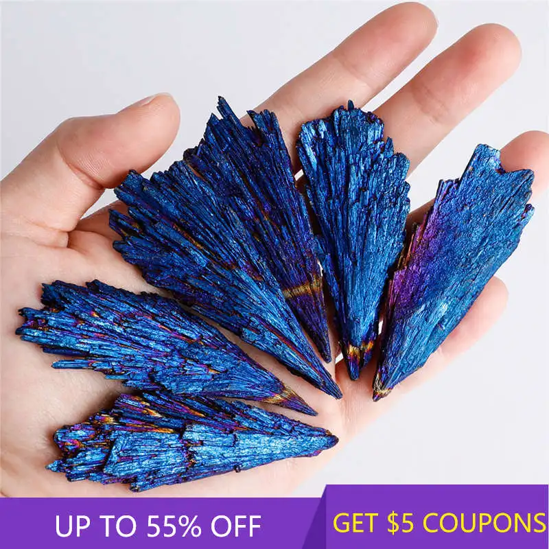 

10-20g Natural Rainbow Kyanite Titanium Peacock Feather Flame Quartz Crystal Cluster VUG Mineral Specimen Healing Stone Decor