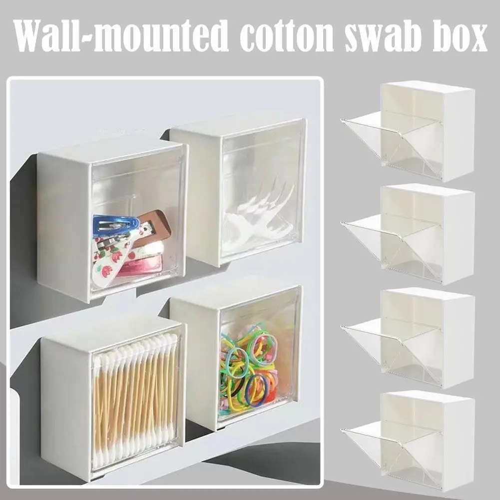 

4pcs Transparent Plastic Wall Shelf Bathroom Organizer Makeup For Cotton Swabs Makeup For Small Things Storage Jewelry X7i3