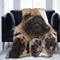 funny pug dogs pet animal flannel fleece blanket super soft micro velvet blanket super soft hypoallergenic plush bed sofa