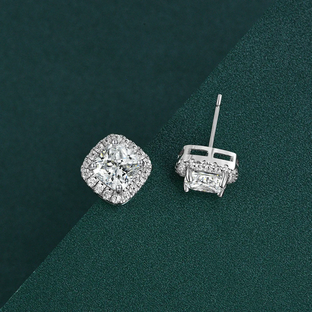 Boucles d'oreilles carrées à haute teneur en carbone, plaqué or 18K, 1CT, pour femmes, mariage, fiançailles, cadeau de mariée, bijoux