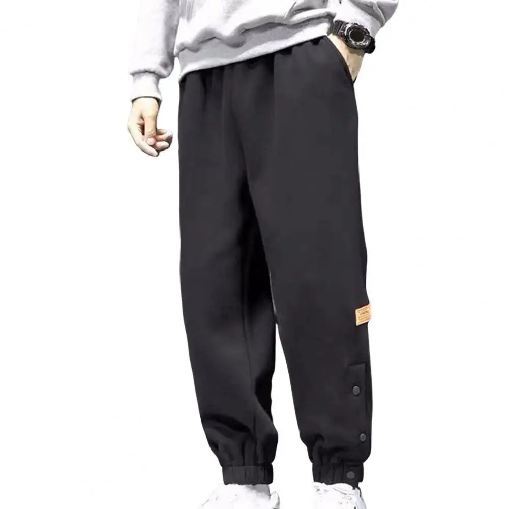 

Sports Pants Relaxed Fit Breathable Pockets Snap Split Ankle Tied Harem Pants Men Trousers Streetwear