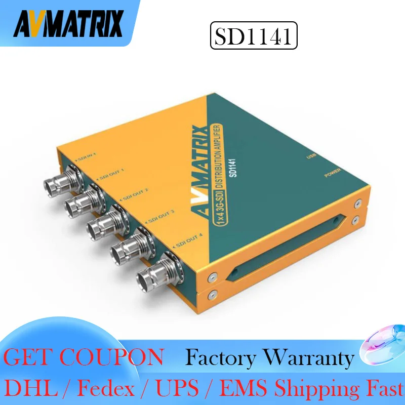 

AVMATRIX SD1141 1×4 3G-SDI Distribution Amplifier With Automatic Detect 3G/HD/SD-SDI Signal,SDI Re-clocking,Micro USB/DC Power